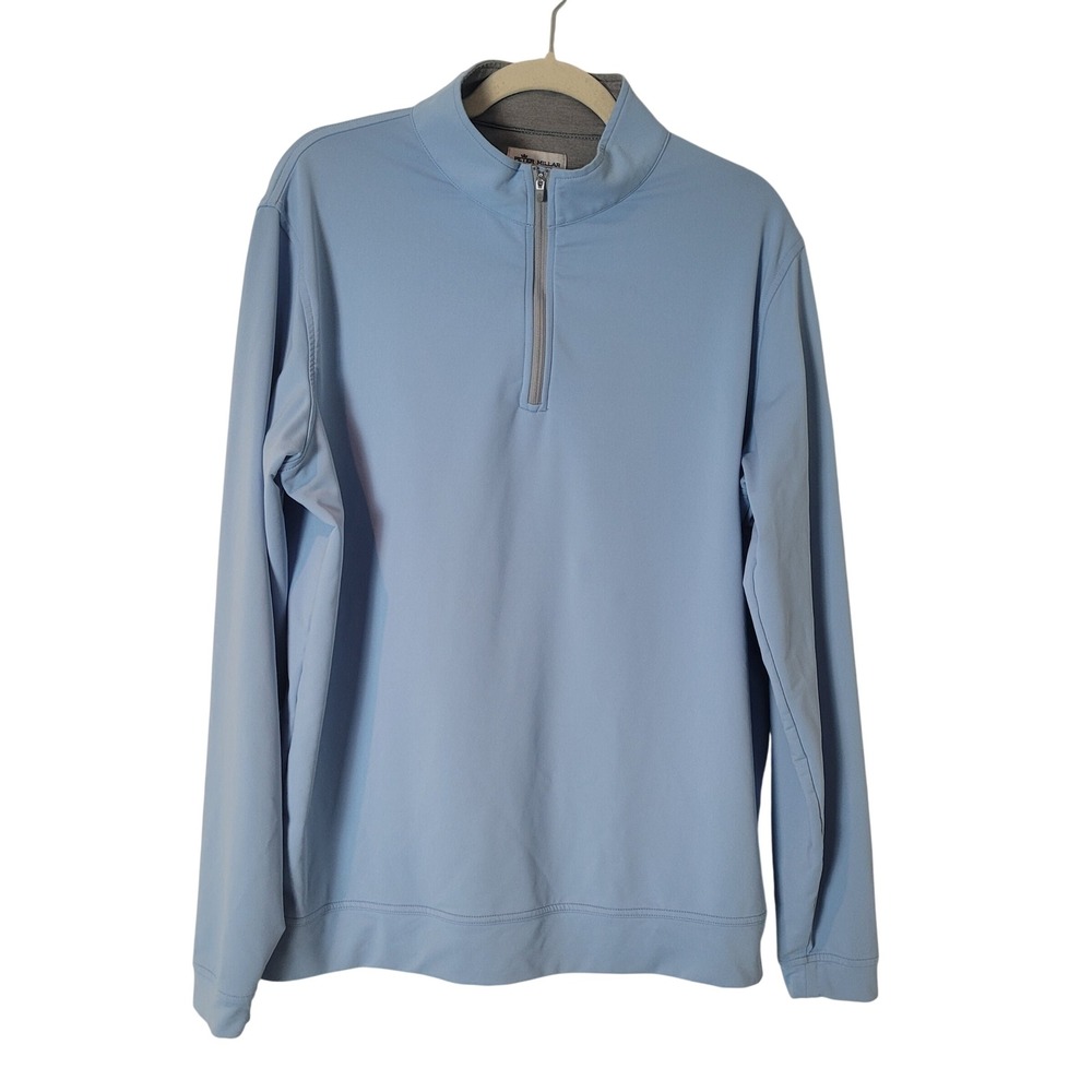 Peter Millar Mens Light Blue Quarter Zip Pullover Ulterra Logo Size Large Golf